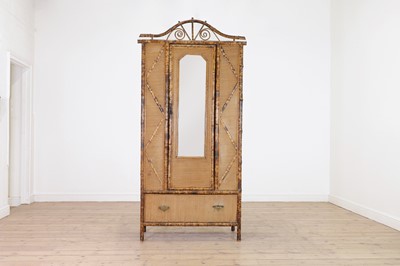 Lot 58 - A Japanesque bamboo and rattan wardrobe