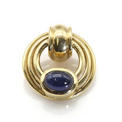 Lot 1166 - A single stone sapphire hoop pendant