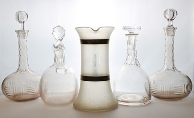 Lot 241 - A Victorian frosted glass and silver water or lemonade jug