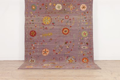 Lot 184 - A contemporary suzani-inspired flat-weave rug