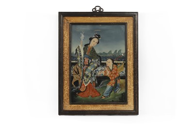 Lot 65 - A pair of reverse glass paintings
