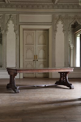 Lot 219 - ☘ A William IV oak library table in the manner of Richard Bridgens