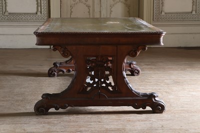 Lot 219 - ☘ A William IV oak library table in the manner of Richard Bridgens