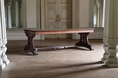 Lot 219 - ☘ A William IV oak library table in the manner of Richard Bridgens