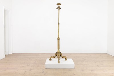 Lot 396 - A telescopic gilt-brass floor lamp