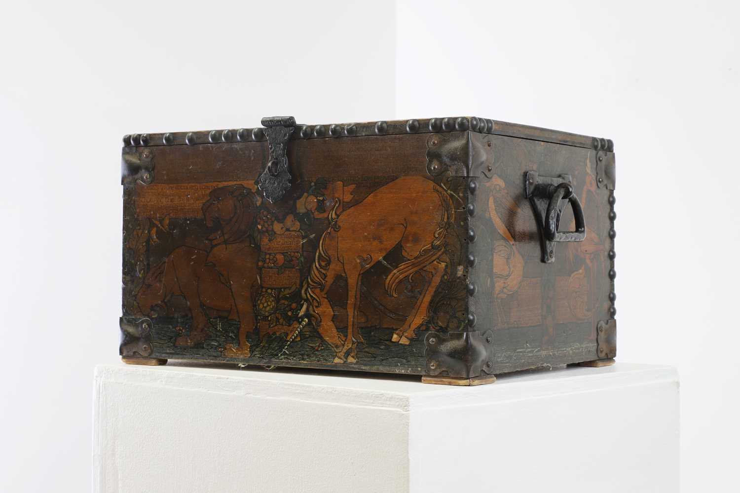 Lot 387 - A painted wooden and studded box once belonging to Judith Ackland (1892-1971)