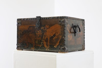 Lot 387 - A painted wooden and studded box once belonging to Judith Ackland (1892-1971)