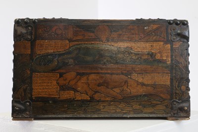 Lot 387 - A painted wooden and studded box once belonging to Judith Ackland (1892-1971)