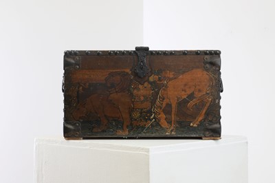 Lot 387 - A painted wooden and studded box once belonging to Judith Ackland (1892-1971)