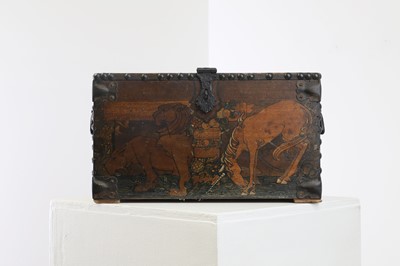 Lot 387 - A painted wooden and studded box once belonging to Judith Ackland (1892-1971)