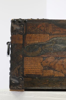 Lot 387 - A painted wooden and studded box once belonging to Judith Ackland (1892-1971)