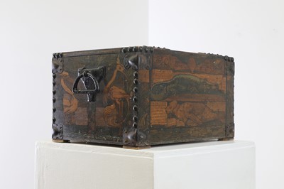 Lot 387 - A painted wooden and studded box once belonging to Judith Ackland (1892-1971)