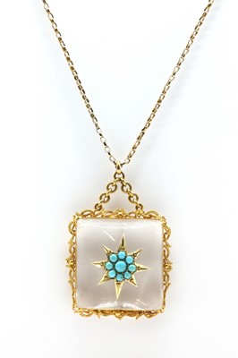 Lot 14 - A Victorian turquoise and rock crystal clasp converted to a pendant