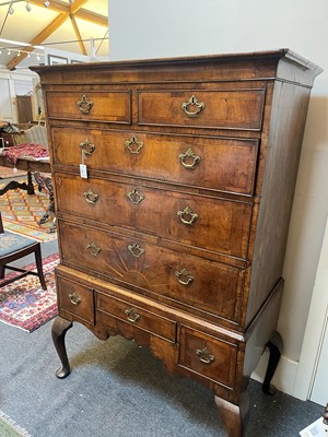 Lot 84 - A George I walnut and marquetry chest on stand