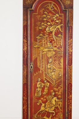 Lot 163 - A George II scarlet and gilt-japanned longcase clock