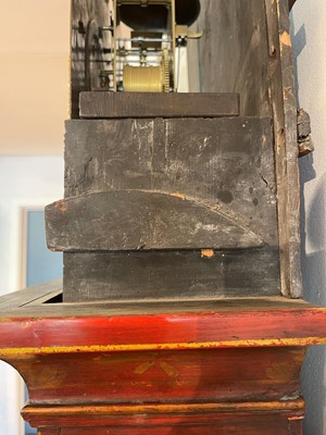 Lot 163 - A George II scarlet and gilt-japanned longcase clock