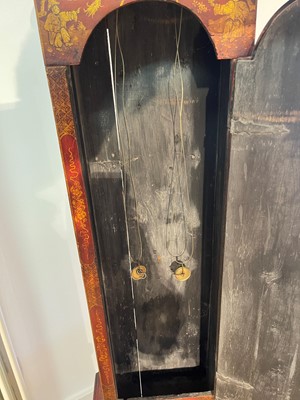 Lot 163 - A George II scarlet and gilt-japanned longcase clock