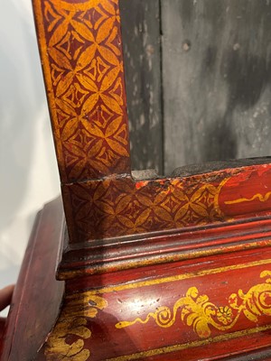 Lot 163 - A George II scarlet and gilt-japanned longcase clock