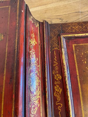 Lot 163 - A George II scarlet and gilt-japanned longcase clock