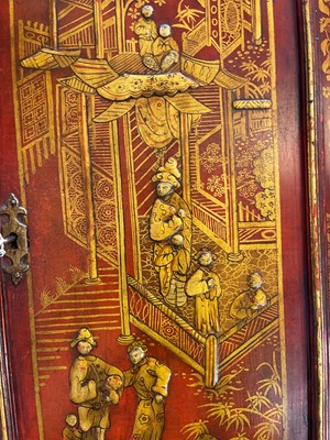Lot 163 - A George II scarlet and gilt-japanned longcase clock