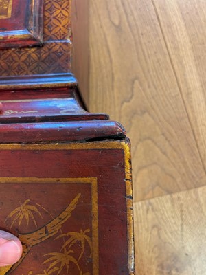 Lot 163 - A George II scarlet and gilt-japanned longcase clock