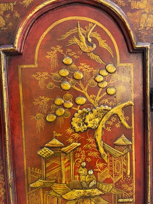 Lot 163 - A George II scarlet and gilt-japanned longcase clock