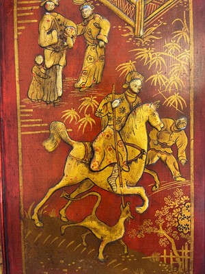 Lot 163 - A George II scarlet and gilt-japanned longcase clock