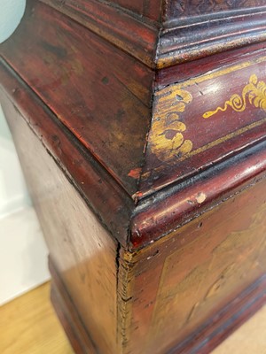 Lot 163 - A George II scarlet and gilt-japanned longcase clock