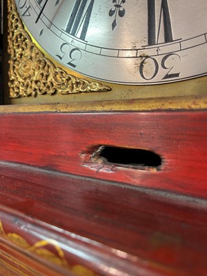 Lot 163 - A George II scarlet and gilt-japanned longcase clock