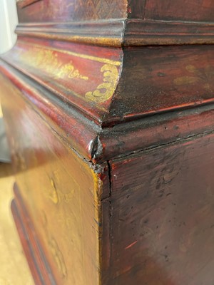 Lot 163 - A George II scarlet and gilt-japanned longcase clock
