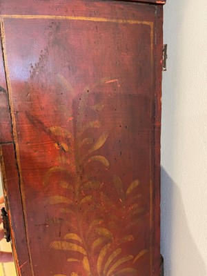 Lot 163 - A George II scarlet and gilt-japanned longcase clock