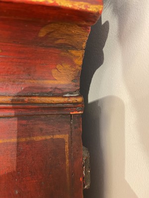 Lot 163 - A George II scarlet and gilt-japanned longcase clock