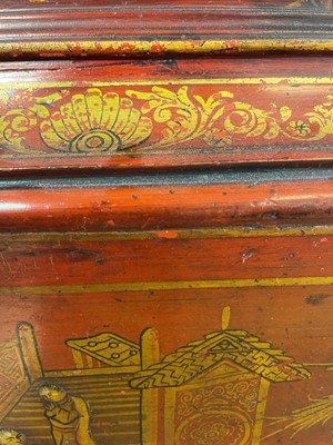 Lot 163 - A George II scarlet and gilt-japanned longcase clock