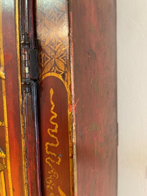 Lot 163 - A George II scarlet and gilt-japanned longcase clock