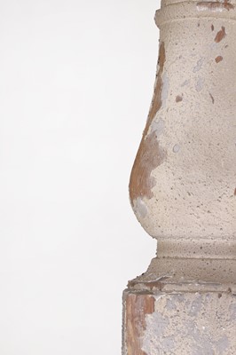 Lot 120 - A pair of painted pine baluster table lamps