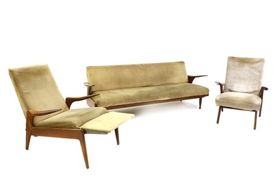 Lot 416 - A three-piece teak framed suite