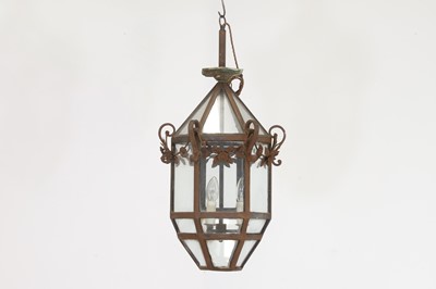 Lot 483 - A wrought-iron porch lantern