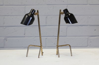 Lot 422 - A pair of Italian brass and black-enamelled desk lamps