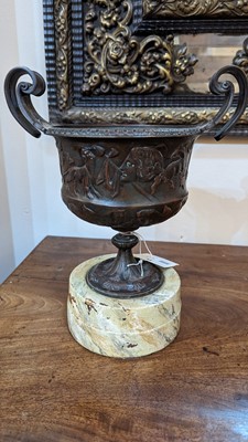 Lot 117 - A pair of grand tour bronze urns