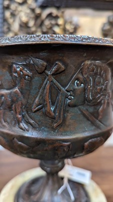Lot 117 - A pair of grand tour bronze urns