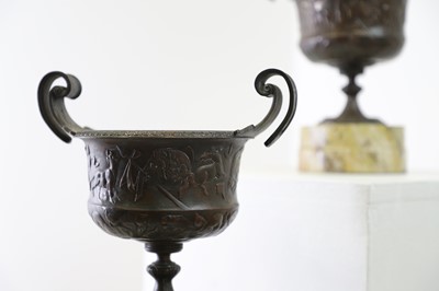 Lot 117 - A pair of grand tour bronze urns