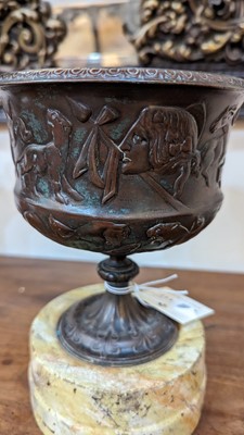 Lot 117 - A pair of grand tour bronze urns