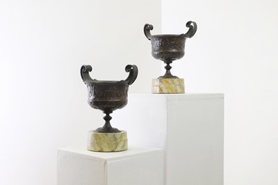 Lot 117 - A pair of grand tour bronze urns