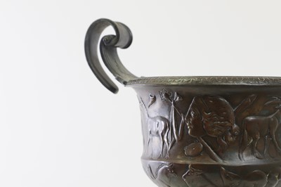 Lot 117 - A pair of grand tour bronze urns