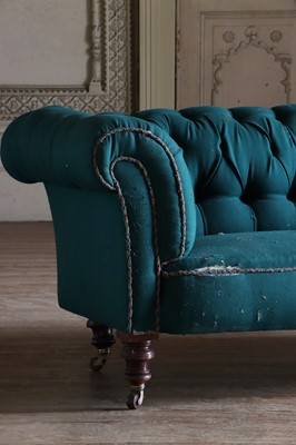 Lot 206 - ☘ A green upholstered chesterfield settee