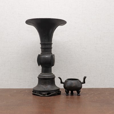 Lot 343 - A Chinese bronze gu vase