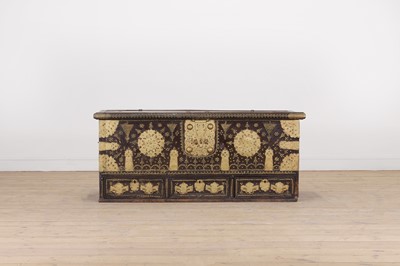 Lot 286 - A Benares hardwood and brass chest
