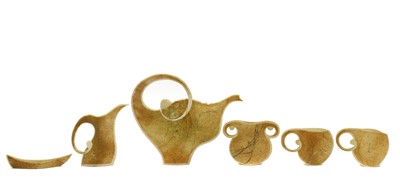 Lot 161 - Geoffrey and Christine Cox, a slab-built and flattened six-piece teaset