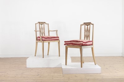 Lot 195 - A set of eight George III-style painted beech dining chairs