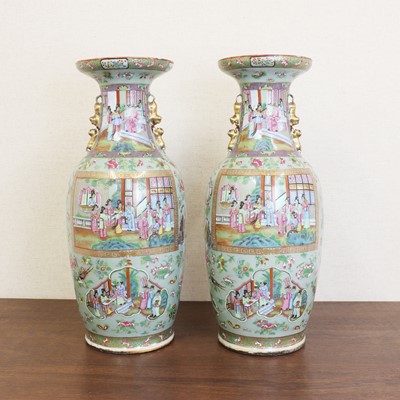 Lot 136 - A pair of Chinese Canton famille rose vases